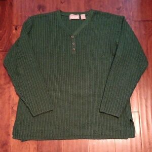 Alexis Reed Women's Warn Knit V Neck Sweater Size Medium Green
